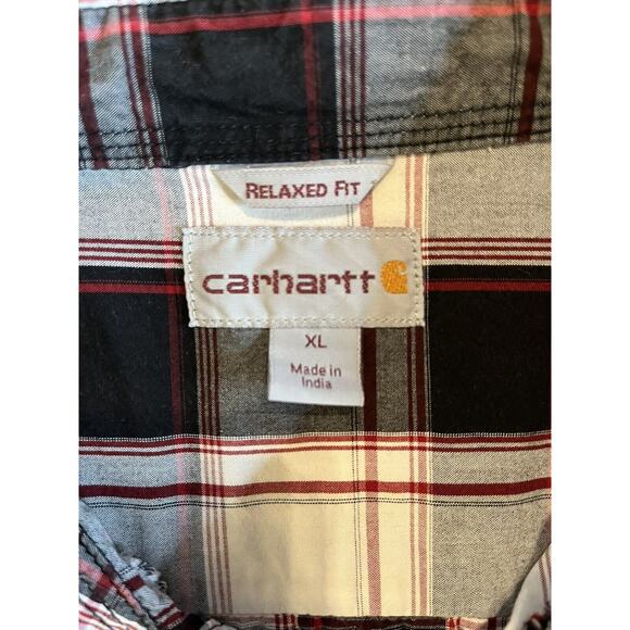 Carhartt Men`s XL Relaxed Fit Plaid Short Sleeve Button Up Shirt - Picture 9 of 9